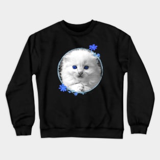 White Kitten Portrait Crewneck Sweatshirt